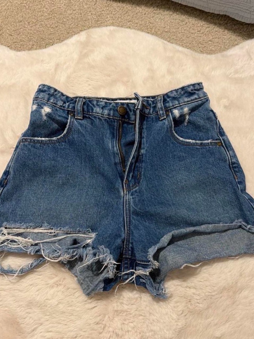 ROLLA'S Blue Denim Cutoff High-Waist Shorts
